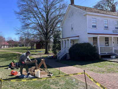 Archaeological dig on the Freeman Store grounds in March 2023